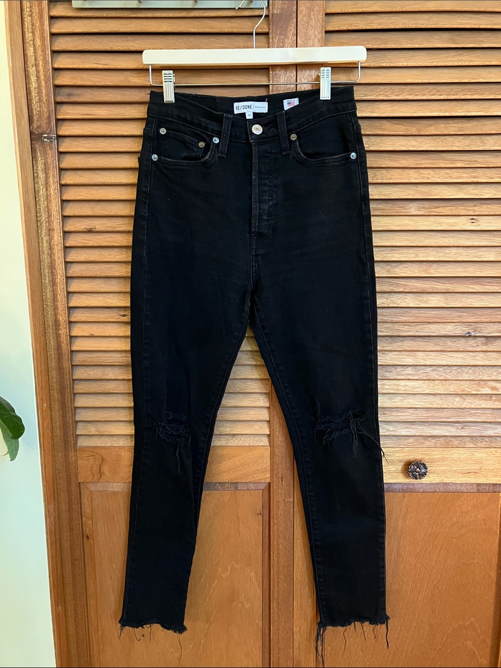 Re/Done High Rise Black Skinny Jeans - Size 27